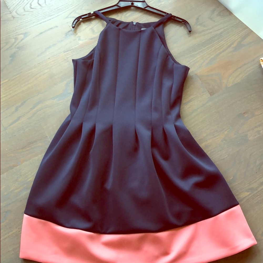 Mini cocktail navy -coral dress